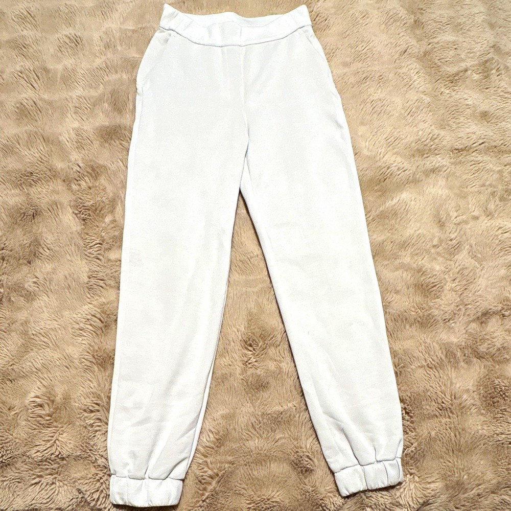 Lululemon Women's White Jogger Pants Elastic Waist Pockets Size M Pull On